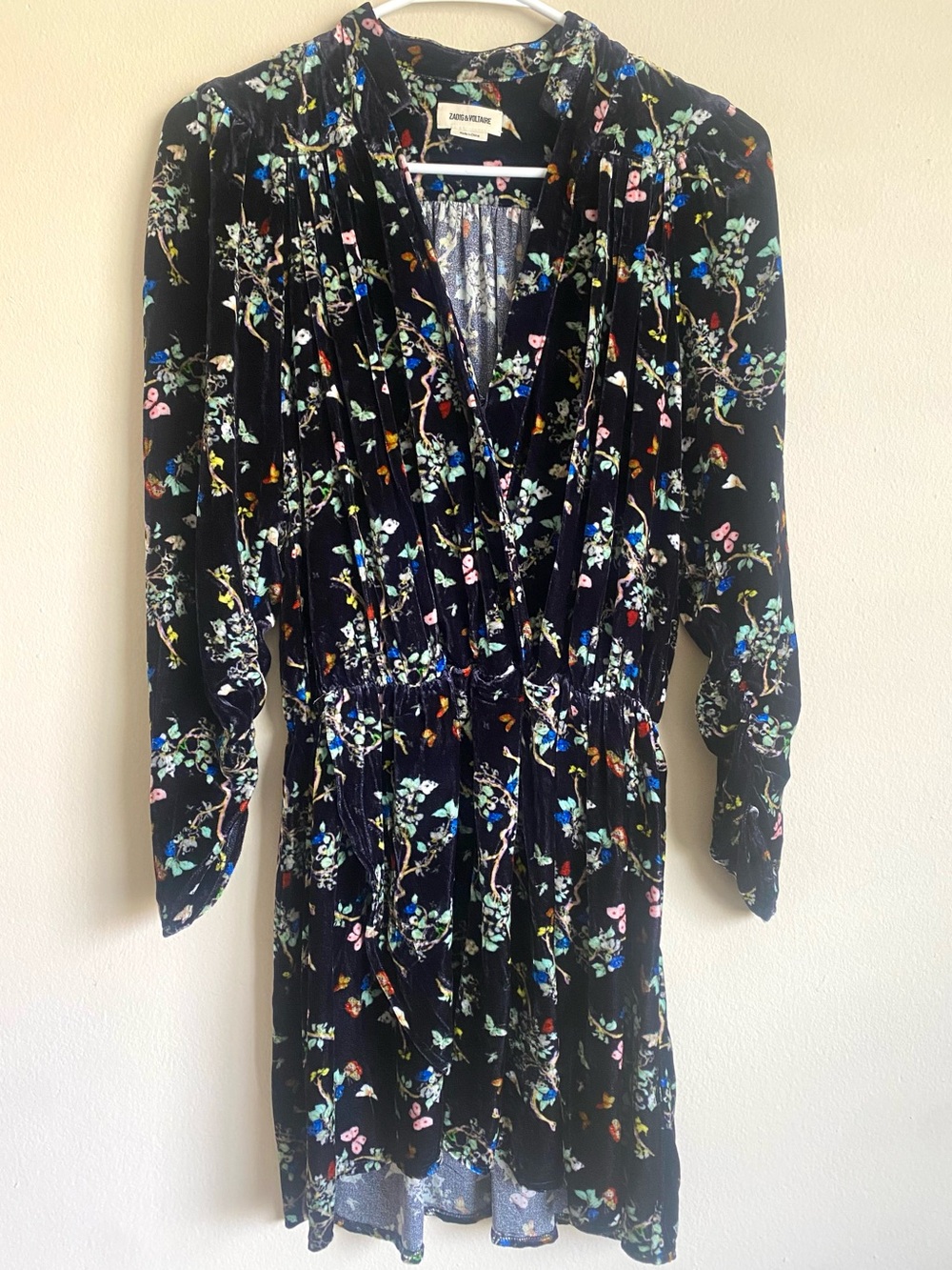 Zadig & Voltaire Reveal Velvet Dress XS Black Floral Silk Blend Mini